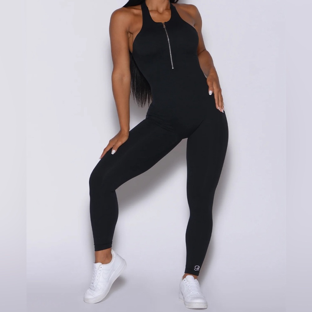 Bombshell Sportswear Zip Bodysuit Black Size M - Picture 1 of 10
